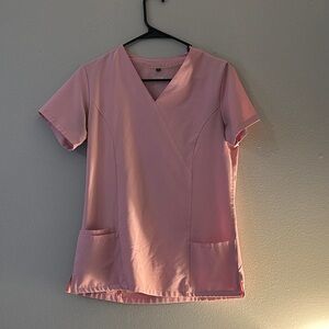 Pink Women's V-Neck Scrub Top